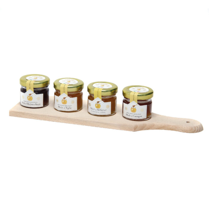 TAGLIERE LEGNO CON 4 MIELI ITALIANI - immagine 1
